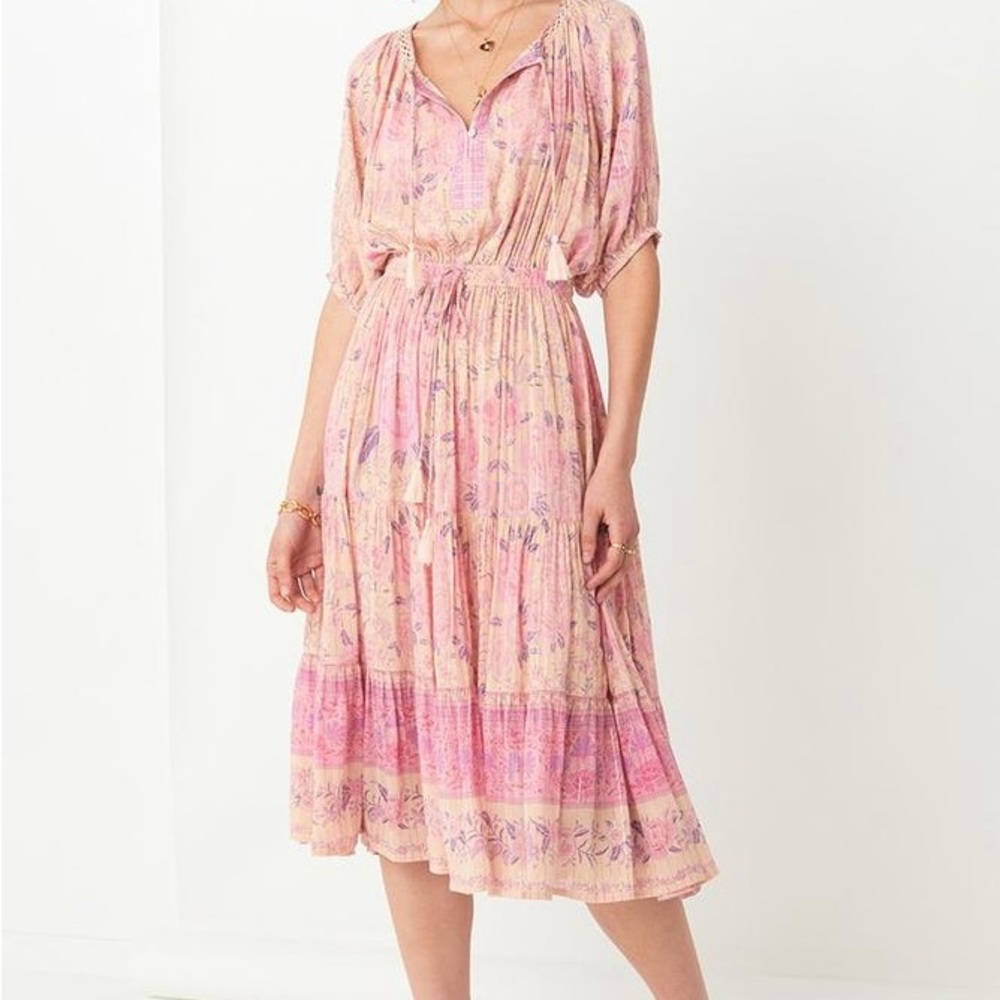 Spell Pink Tiered Ruffled Sundress